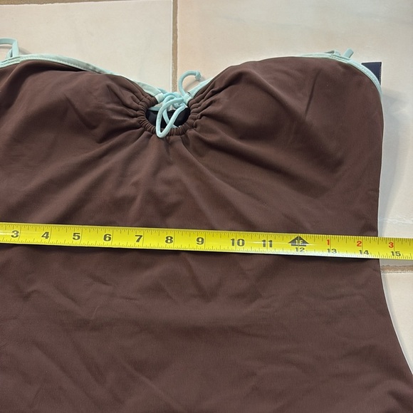 Anne Cole Brown and Mint One-Piece Swimsuit. Size 14 - Picture 8 of 10